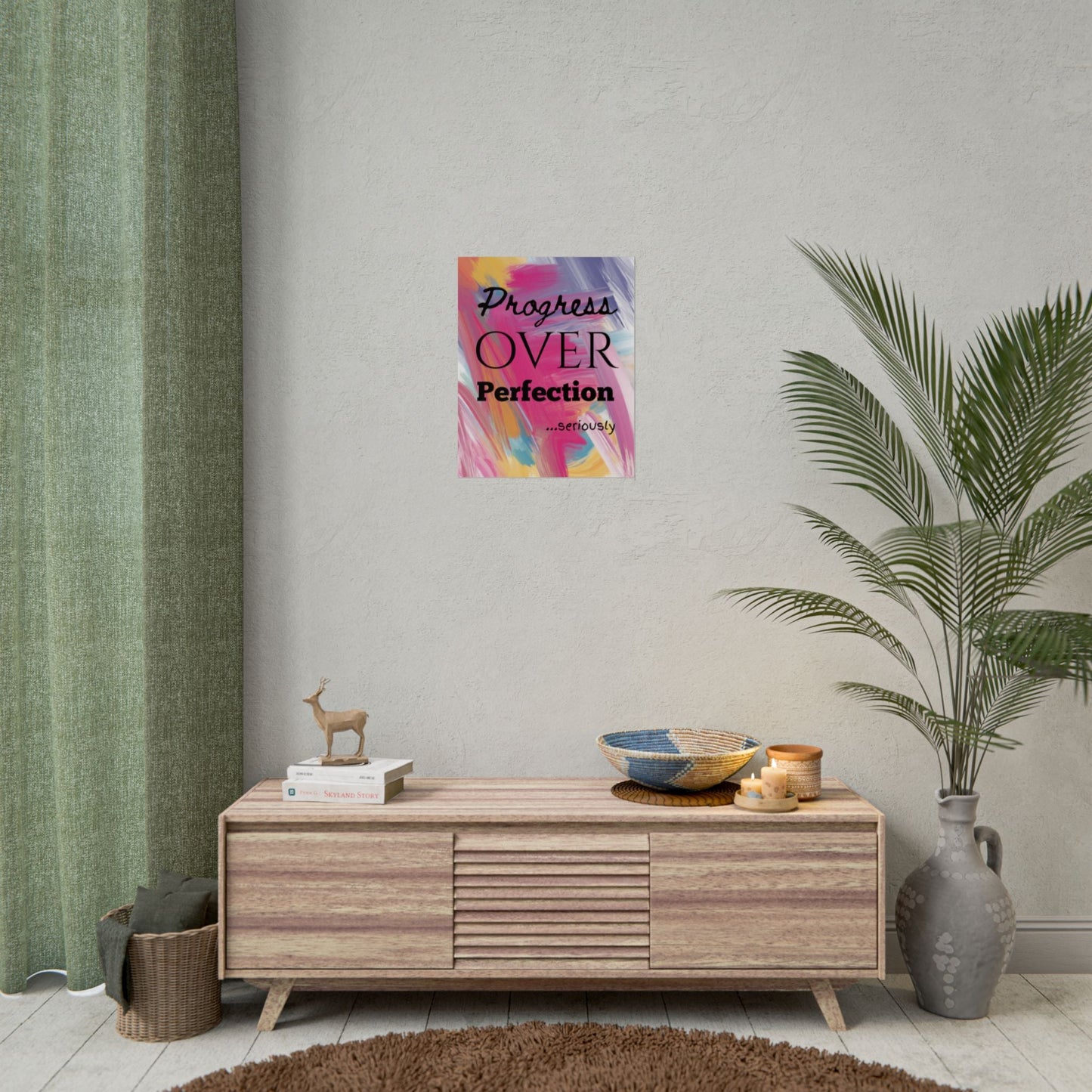 "Progress Over Perfection" — Motivational Wall Art Print for Office & Studio