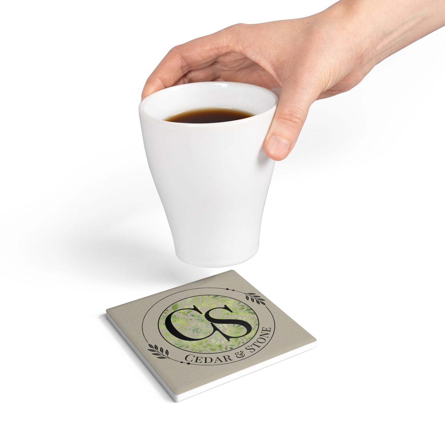 Personalize it! Cedar & Stone Monogram Ceramic Coaster