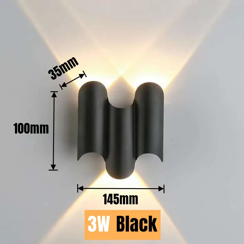IP65 Waterproof LED Wall Lamp — Up & Down Outdoor & Indoor Light in 3W, 5W or 7W, Black or Gold