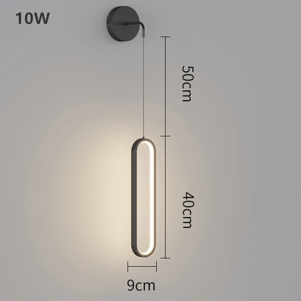 Modern Iron LED Wall Lamp — 3-Color Temperature Bedside & TV Background Light in Black or Gold