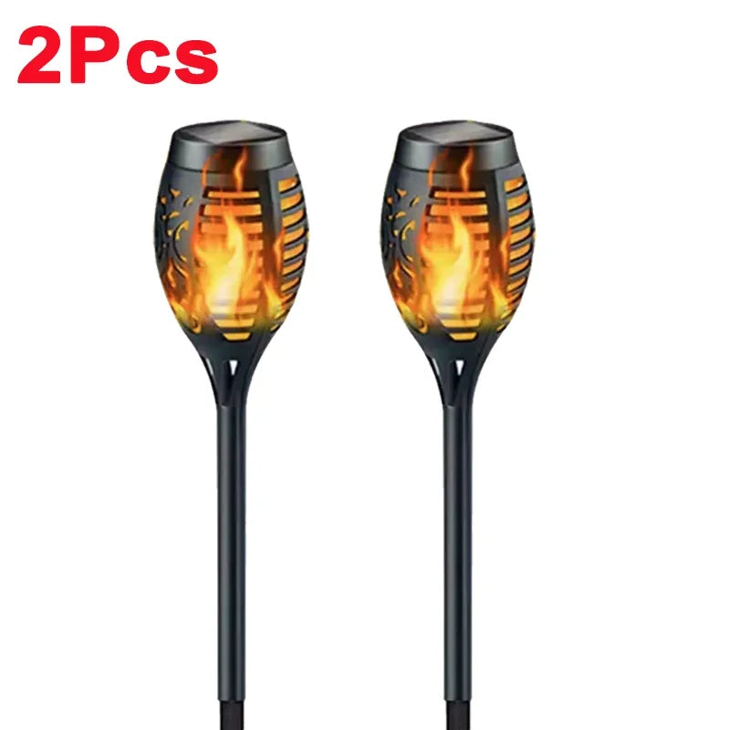 Solar Flame Torch Garden Light — 12-LED Flickering Dusk-to-Dawn Outdoor Stake Lamp, 1 to 12 Pack