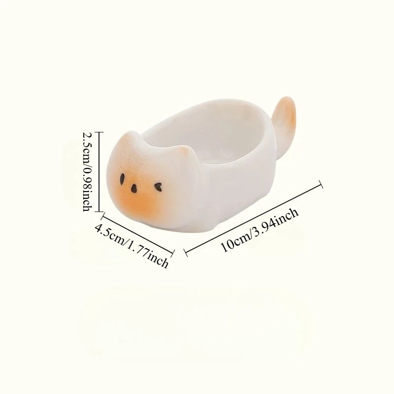 Ceramic Cat-Shaped Mini Dipping Plate — 4-Inch Side Dish & Decorative Cat Bowl in Black or Yellow