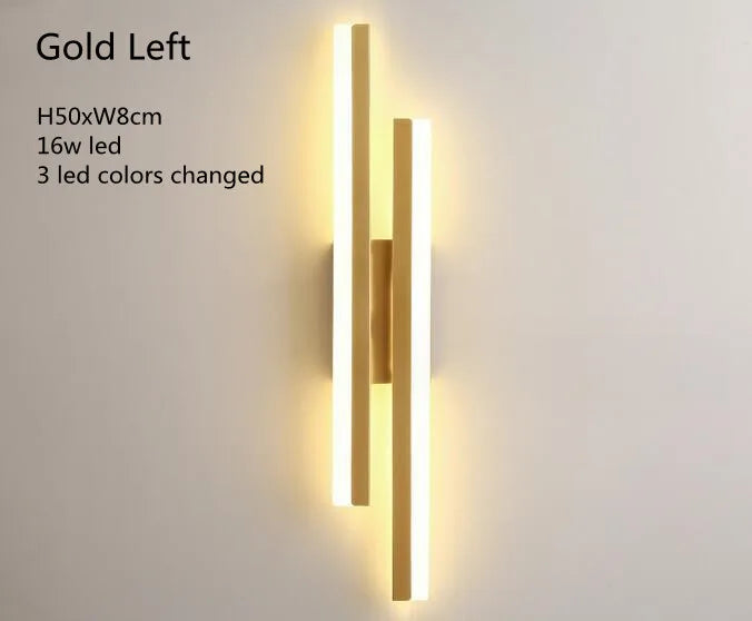 Nordic Dimmable LED Wall Sconce — 3-Color Iron & Acrylic Bedside Lamp in Black or Gold, Left or Right