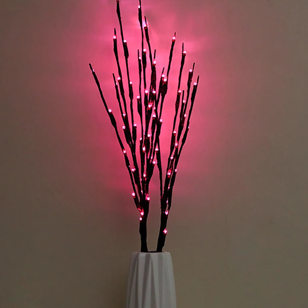 LED Willow Branch Twig Lamp — 20-Bulb Bendable Vase Light for Bedroom & Home Decor in 6 Colors