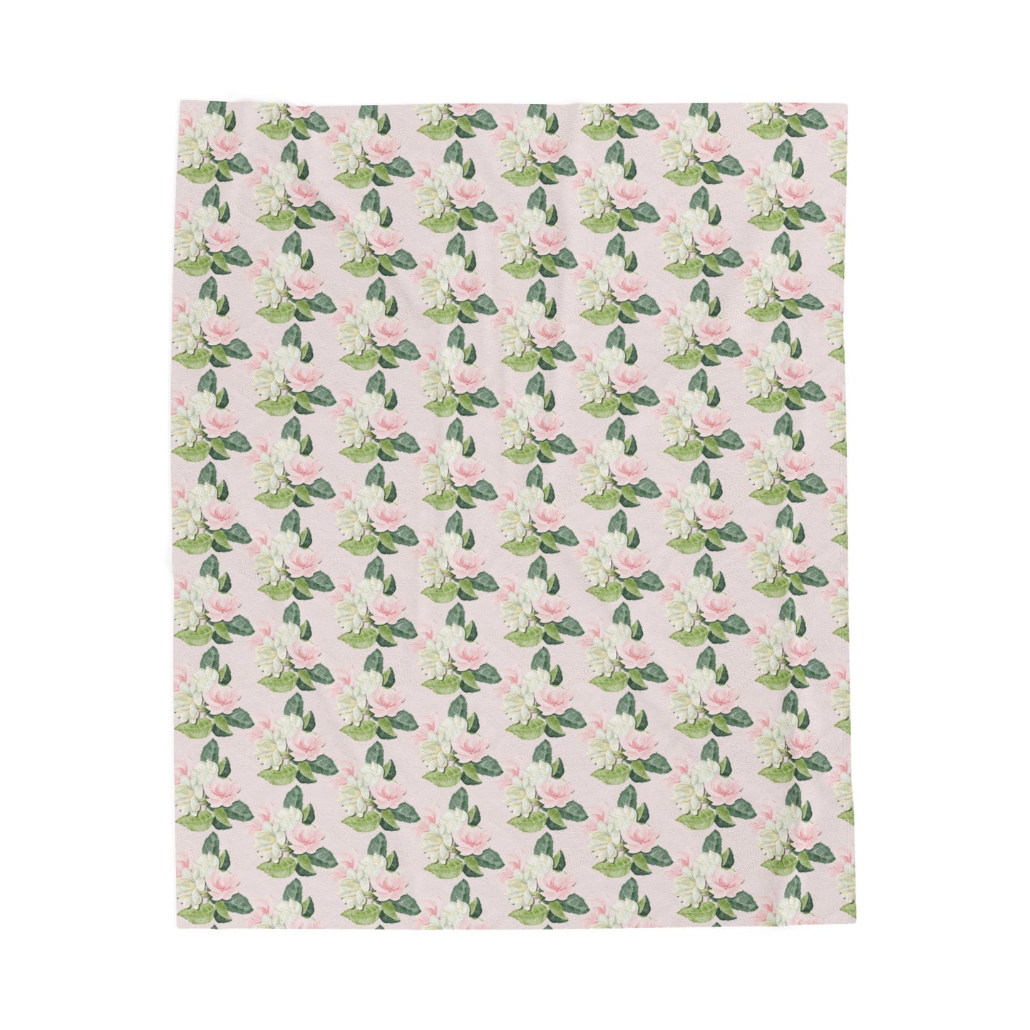 Personalize it! Floral Rose Pattern Velveteen Plush Blanket – Soft Pink Botanical Throw