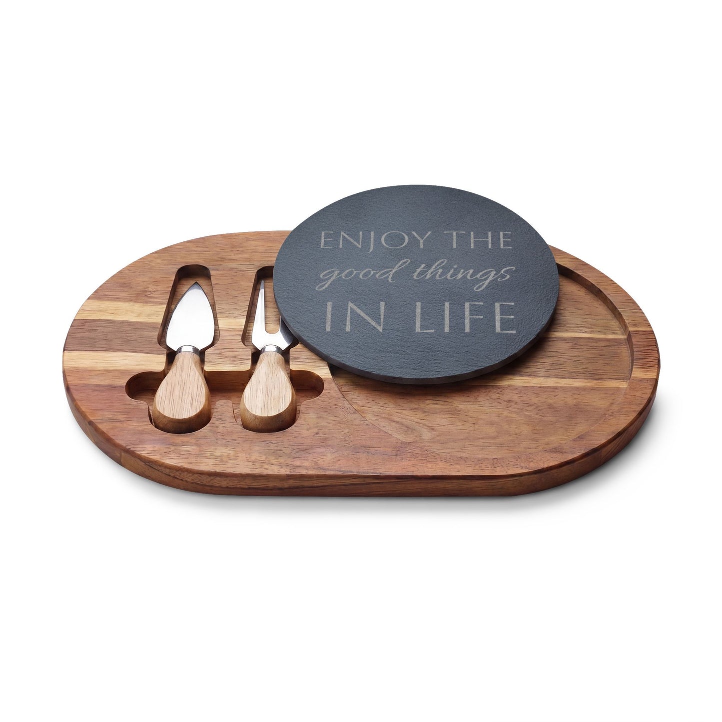 Personalize it! Engraved Charcuterie Board Set — Acacia & Slate Cheese Tray