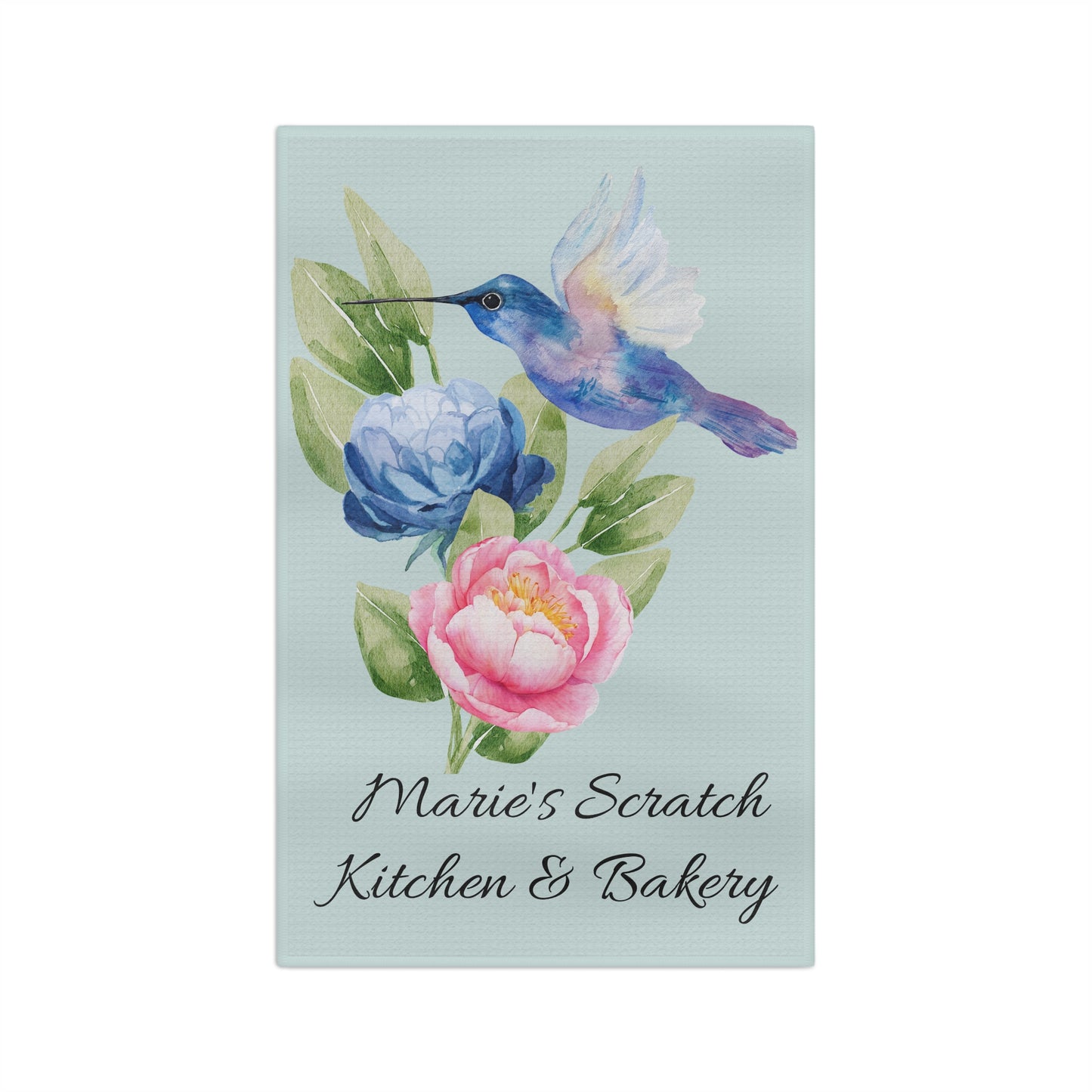 Personalize it! Hummingbird Floral Tea Towel
