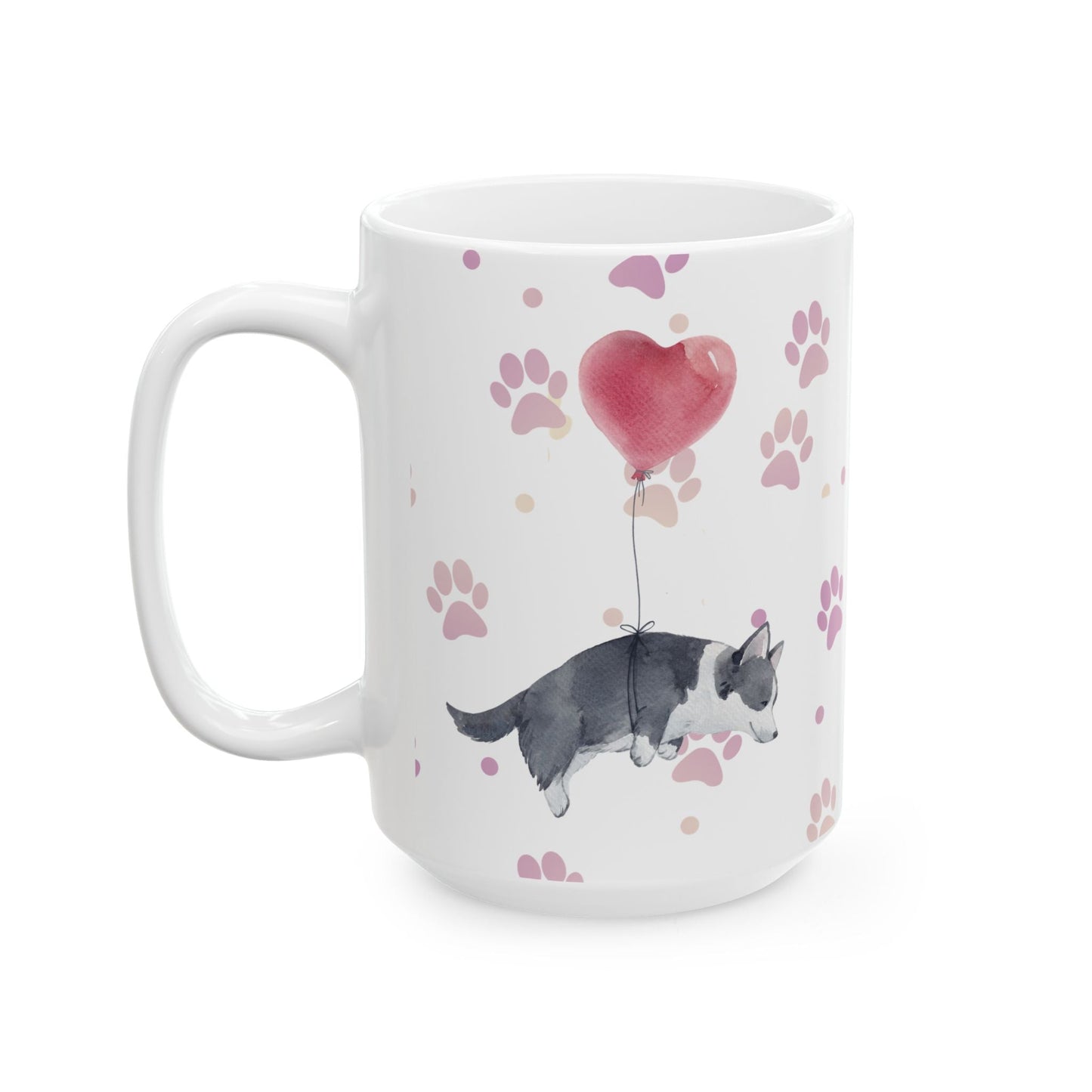 Corgi Balloon Paw Print Ceramic Coffee Cup (11oz, 15oz)