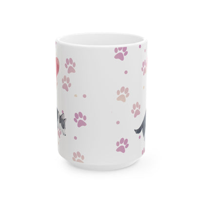 Corgi Balloon Paw Print Ceramic Coffee Cup (11oz, 15oz)