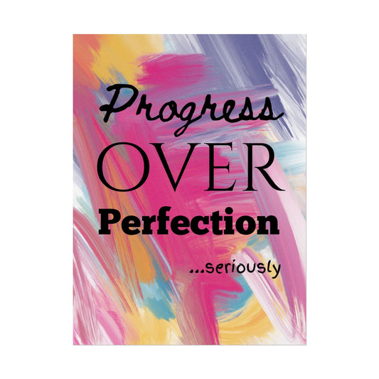 "Progress Over Perfection" — Motivational Wall Art Print for Office & Studio