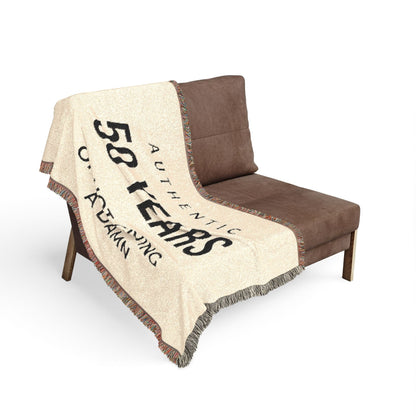 "Authentic 50 Years of Not Giving a Damn" — Personalized Woven Throw Blanket