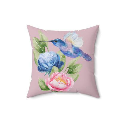 Personalize it! Watercolor Hummingbird Floral Throw Pillow