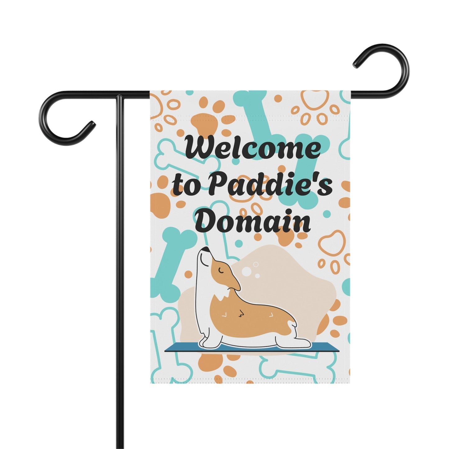 Personalized Corgi Garden Flag - "Welcome to Paddie's Domain" Decorative House Banner