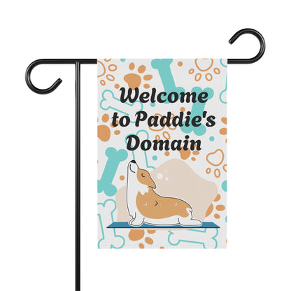 Personalized Corgi Garden Flag - "Welcome to Paddie's Domain" Decorative House Banner