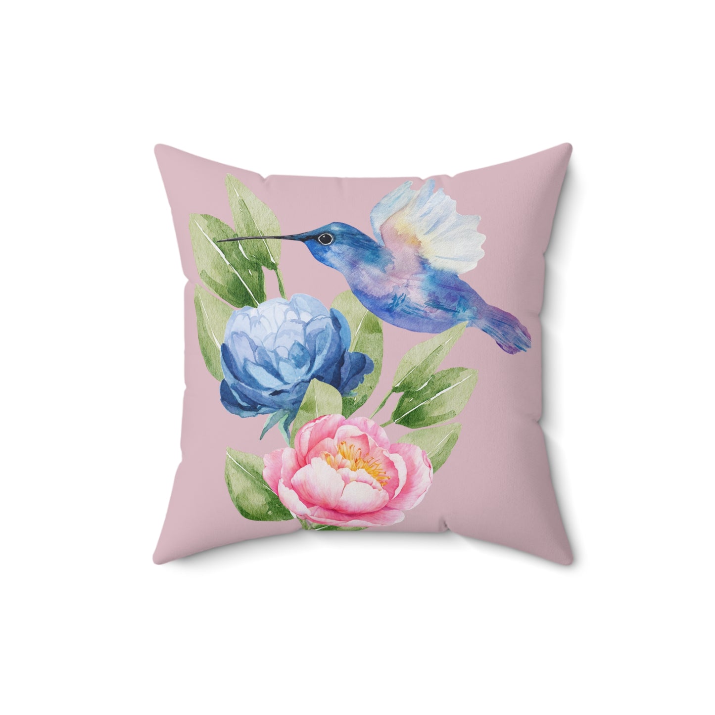 Personalize it! Watercolor Hummingbird Floral Throw Pillow