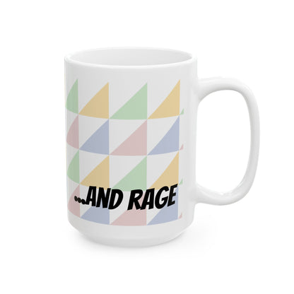 "Fueled by Caffeine" Pastel Geometric Ceramic Mug — 11oz & 15oz