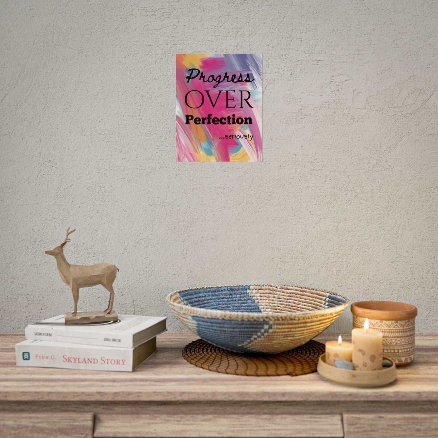 "Progress Over Perfection" — Motivational Wall Art Print for Office & Studio