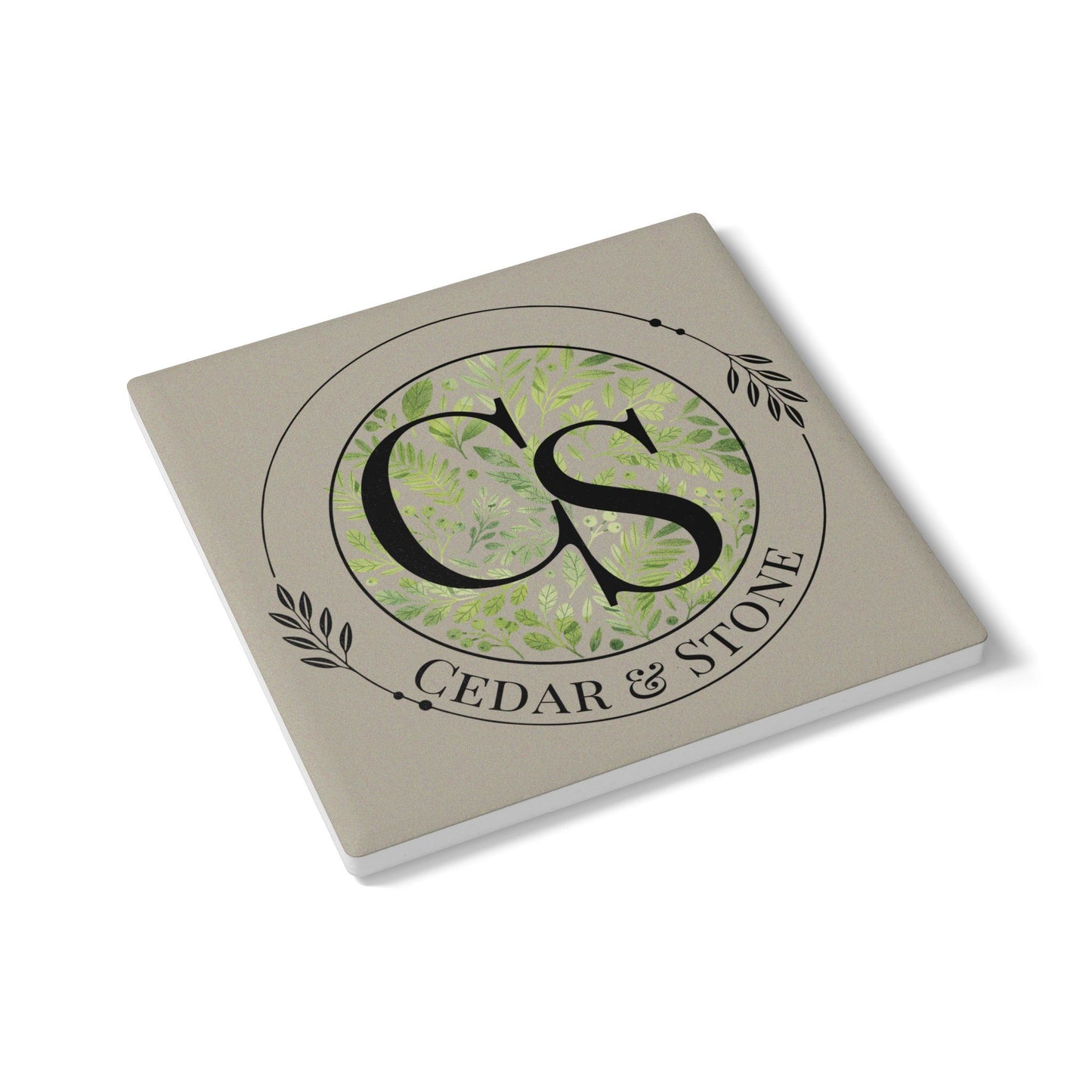 Personalize it! Cedar & Stone Monogram Ceramic Coaster