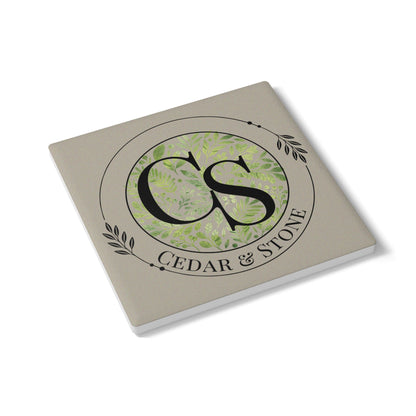 Personalize it! Cedar & Stone Monogram Ceramic Coaster