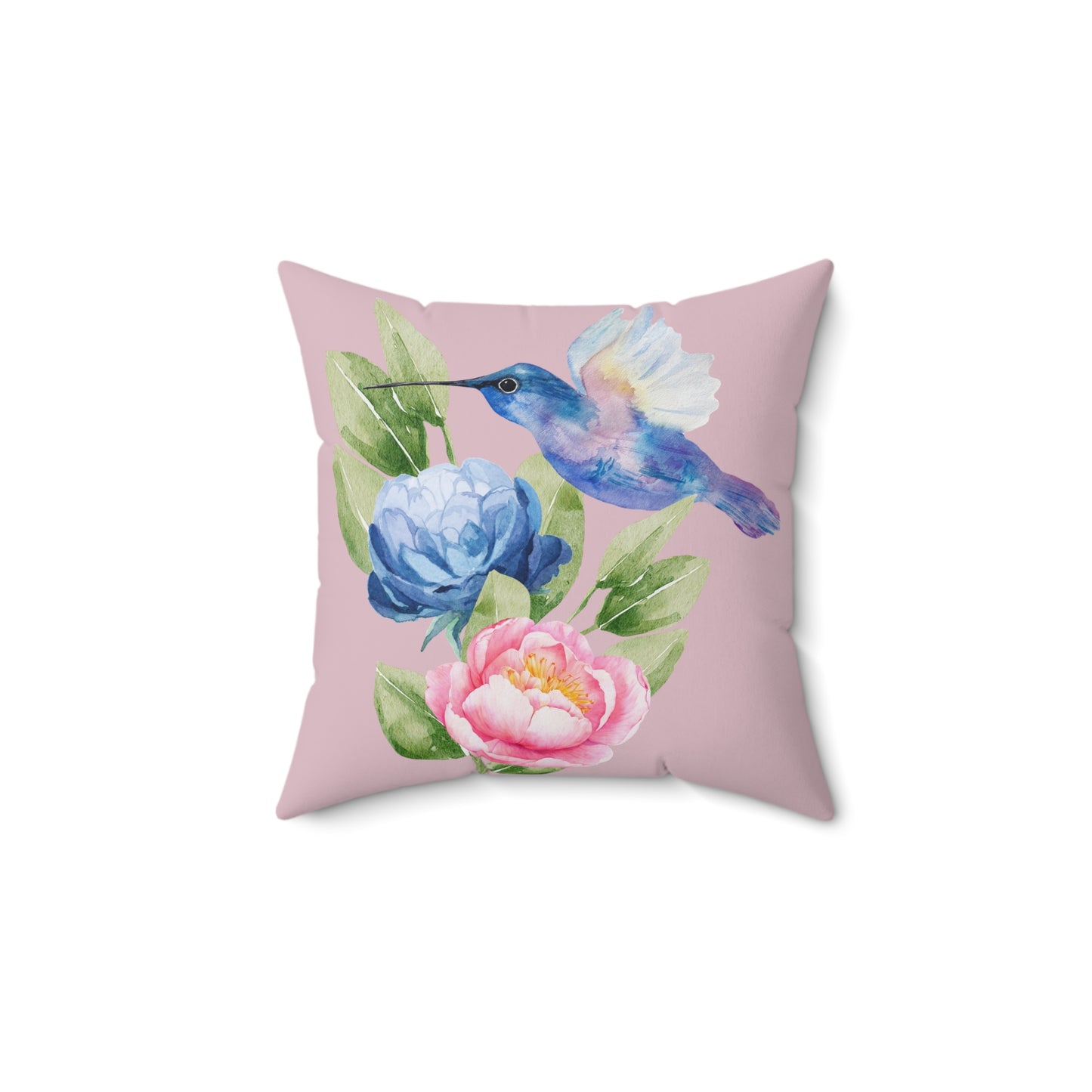 Personalize it! Watercolor Hummingbird Floral Throw Pillow