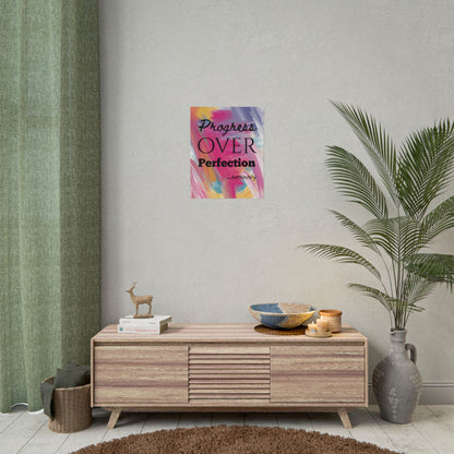 "Progress Over Perfection" — Motivational Wall Art Print for Office & Studio