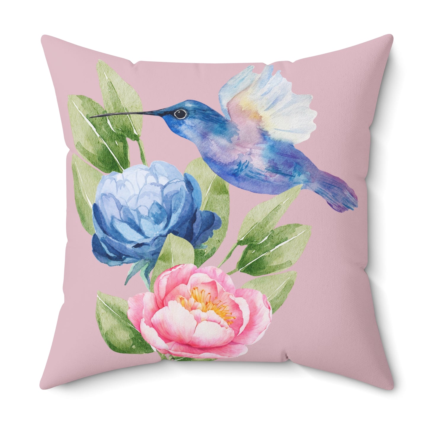 Personalize it! Watercolor Hummingbird Floral Throw Pillow