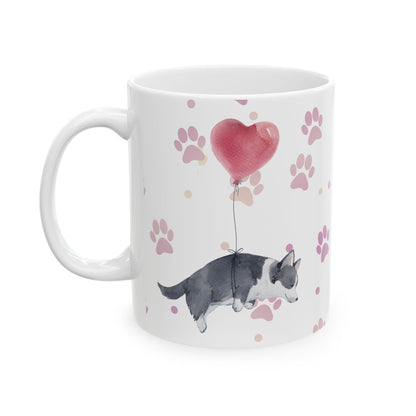 Corgi Balloon Paw Print Ceramic Coffee Cup (11oz, 15oz)