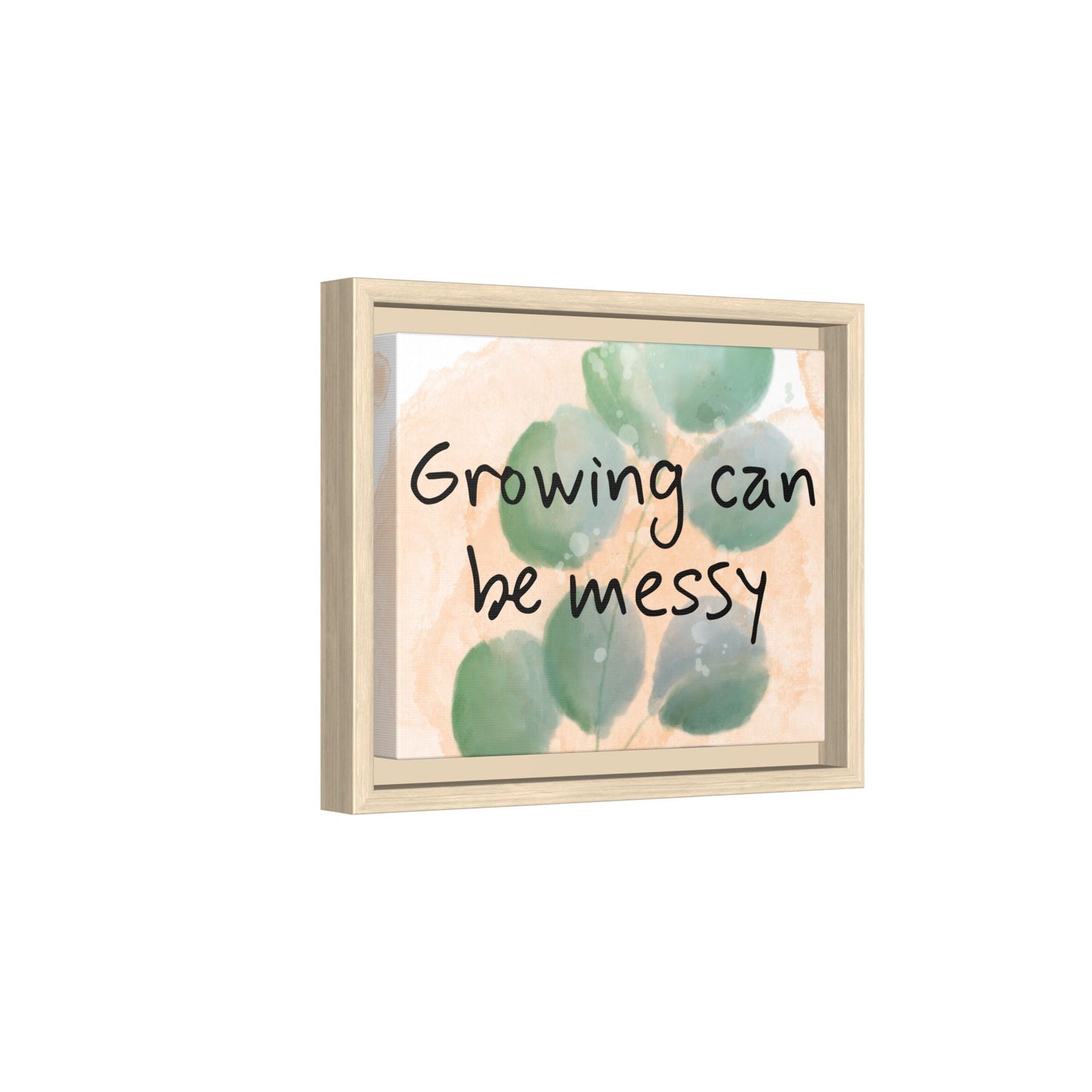 "Growing Can Be Messy" — Personalized Watercolor Botanical Framed Canvas Wall Art