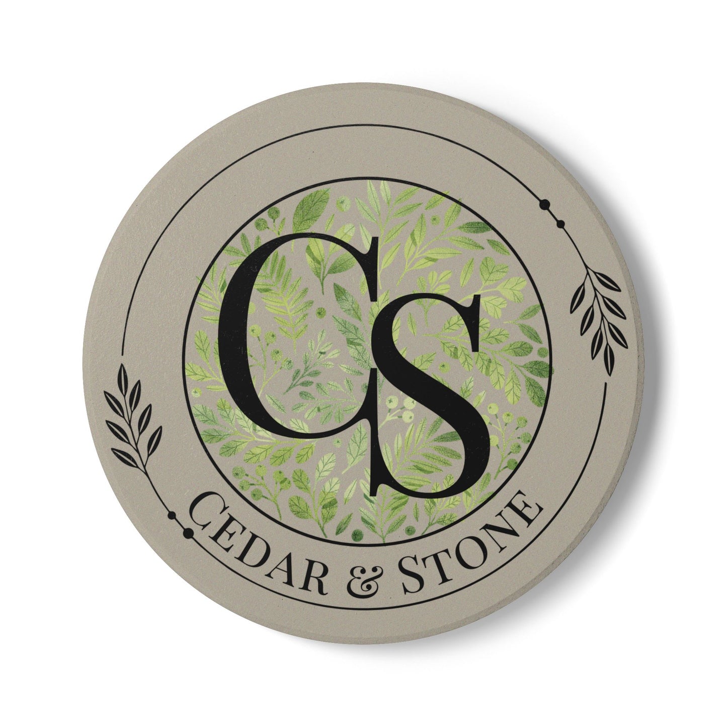 Personalize it! Cedar & Stone Monogram Ceramic Coaster