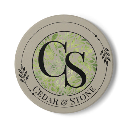 Personalize it! Cedar & Stone Monogram Ceramic Coaster
