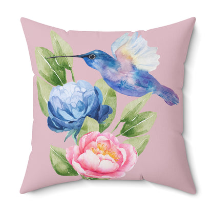 Personalize it! Watercolor Hummingbird Floral Throw Pillow