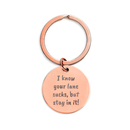 Personalized Round Stainless Steel Keychain — Engraved Meaningful Message