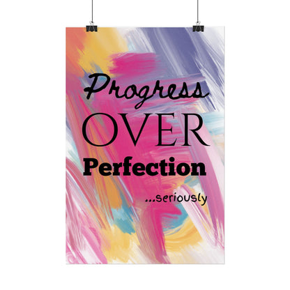 "Progress Over Perfection" — Motivational Wall Art Print for Office & Studio