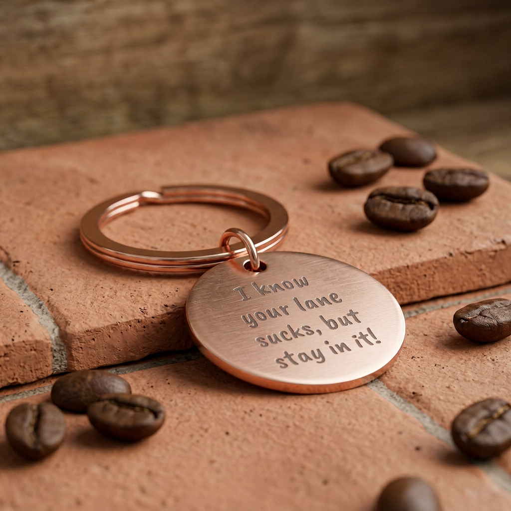 Personalized Round Stainless Steel Keychain — Engraved Meaningful Message