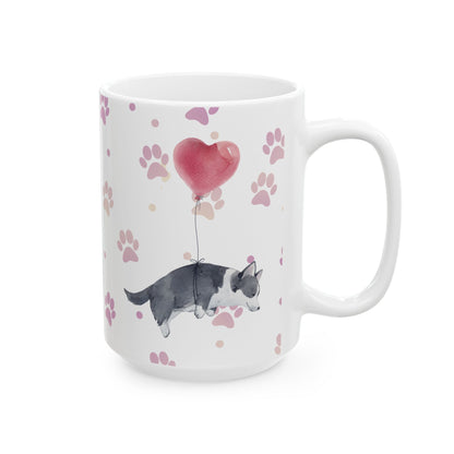 Corgi Balloon Paw Print Ceramic Coffee Cup (11oz, 15oz)