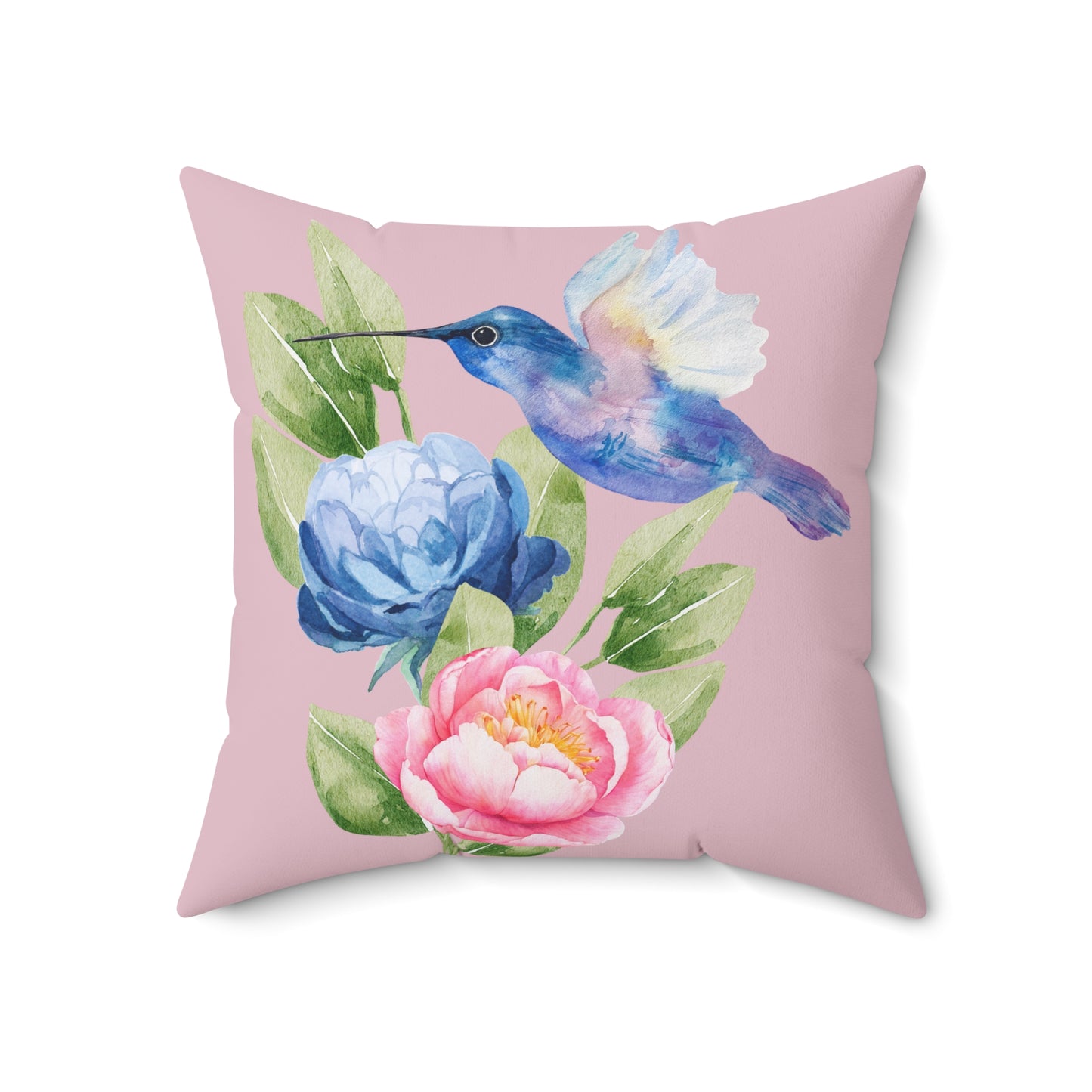 Personalize it! Watercolor Hummingbird Floral Throw Pillow