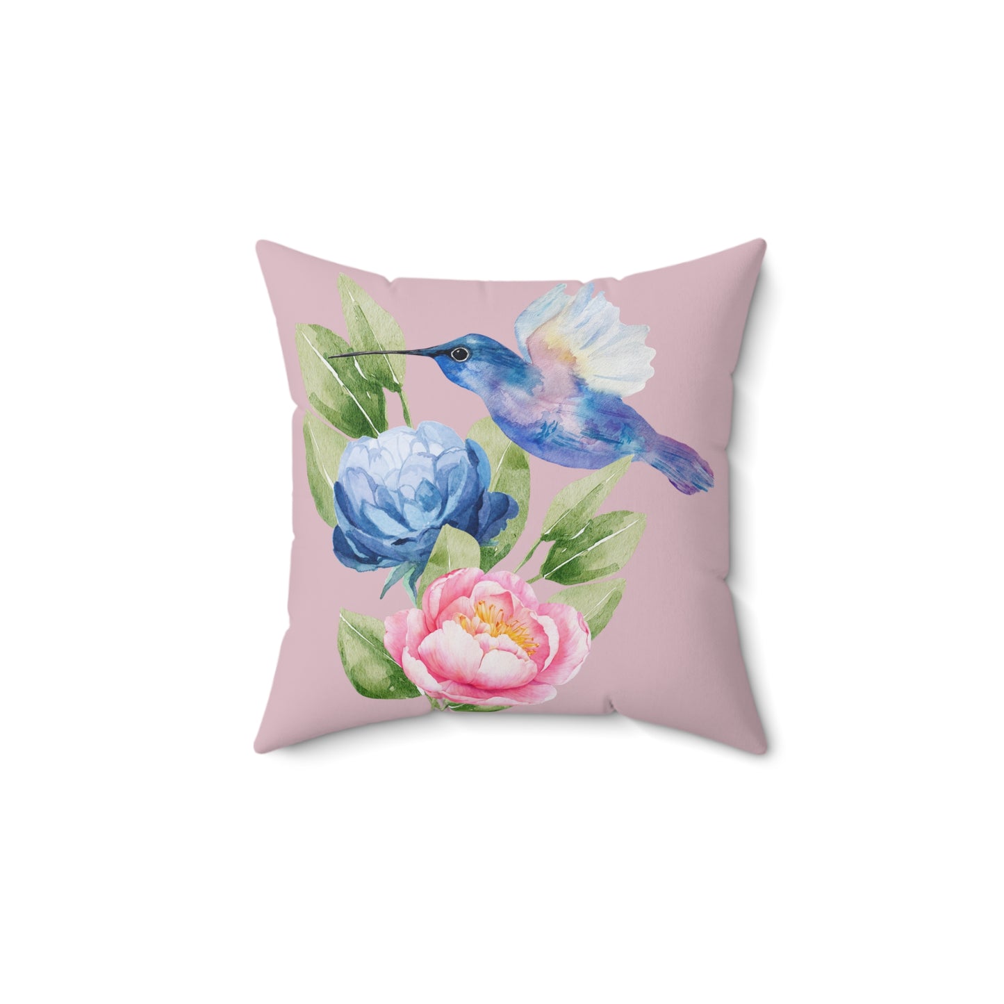 Personalize it! Watercolor Hummingbird Floral Throw Pillow