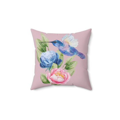 Personalize it! Watercolor Hummingbird Floral Throw Pillow