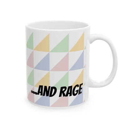"Fueled by Caffeine" Pastel Geometric Ceramic Mug — 11oz & 15oz