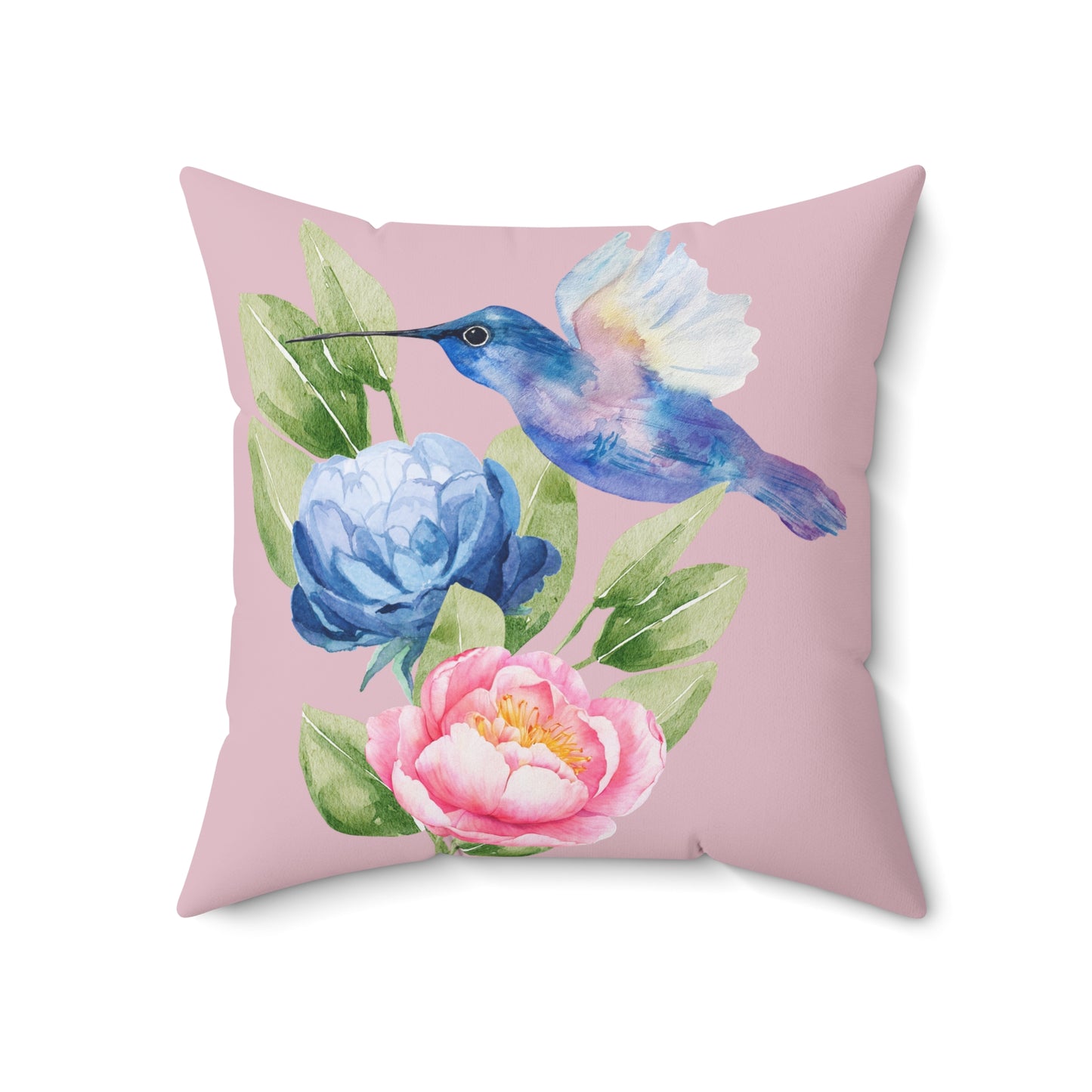 Personalize it! Watercolor Hummingbird Floral Throw Pillow