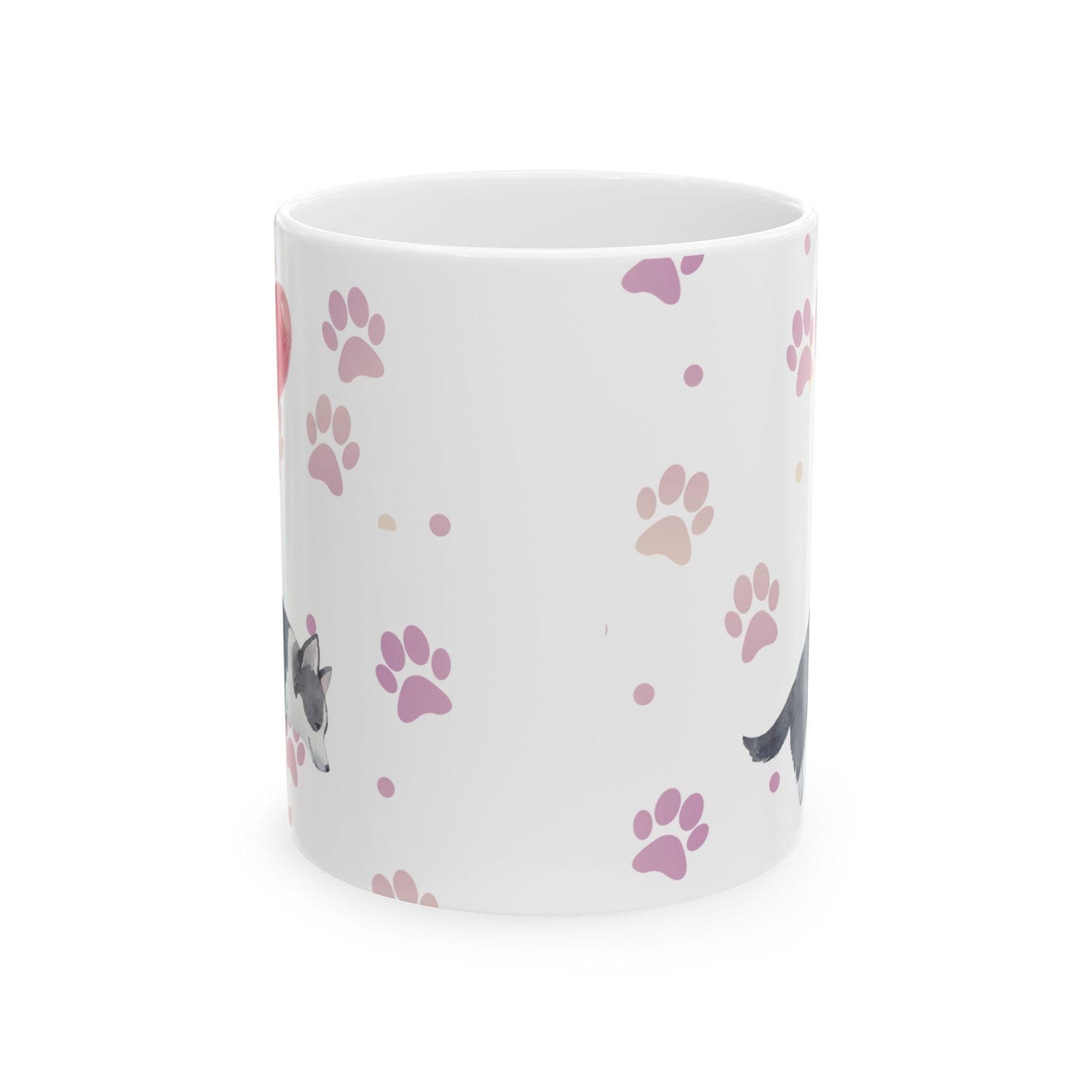 Corgi Balloon Paw Print Ceramic Coffee Cup (11oz, 15oz)