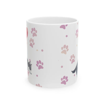 Corgi Balloon Paw Print Ceramic Coffee Cup (11oz, 15oz)