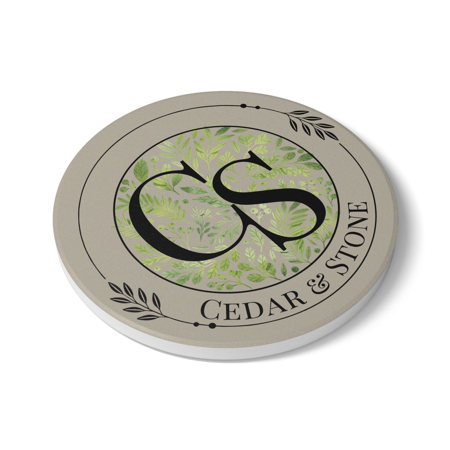 Personalize it! Cedar & Stone Monogram Ceramic Coaster