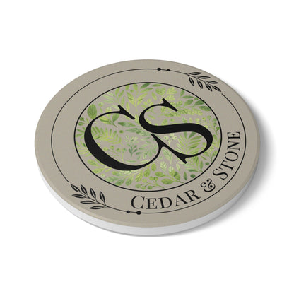 Personalize it! Cedar & Stone Monogram Ceramic Coaster