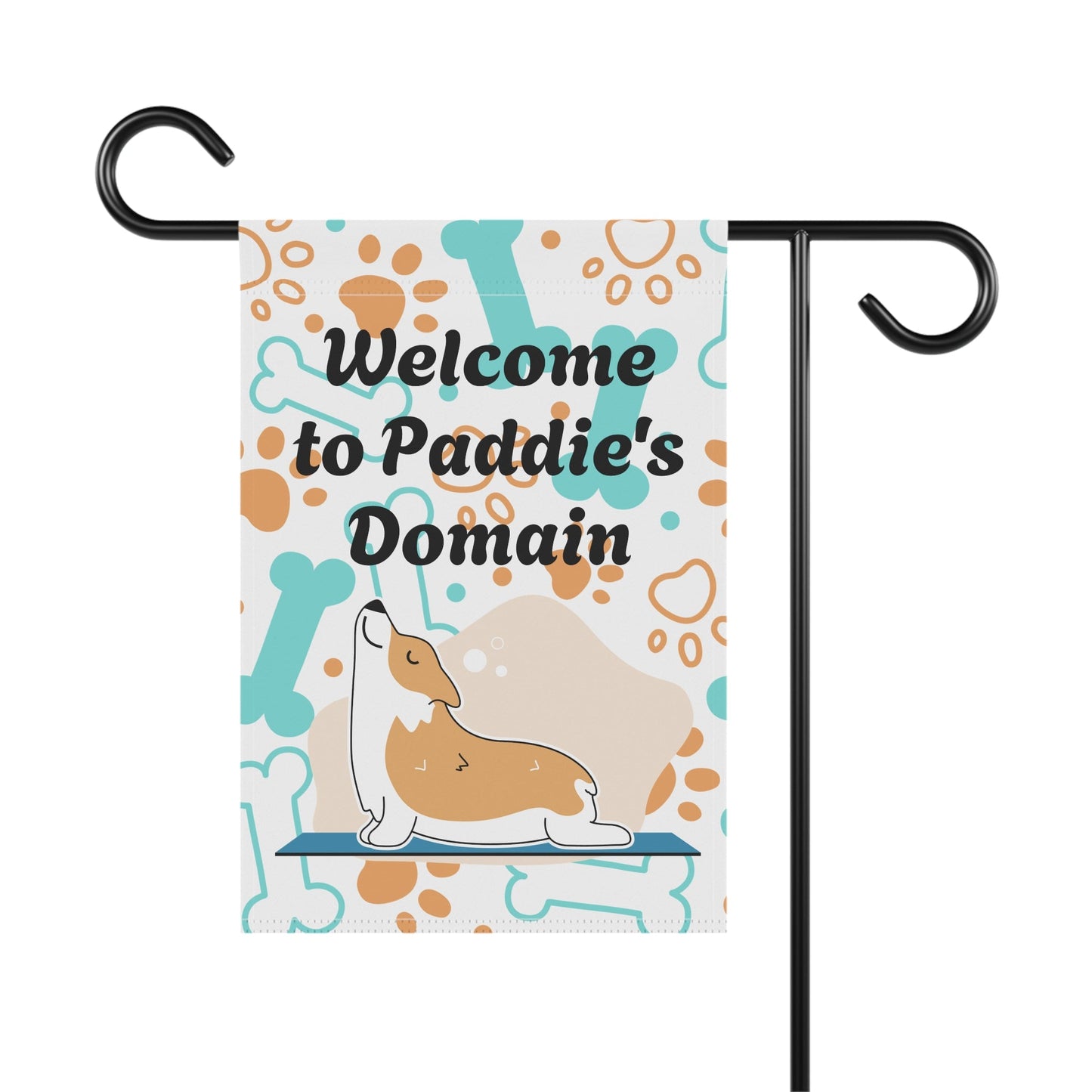 Personalized Corgi Garden Flag - "Welcome to Paddie's Domain" Decorative House Banner