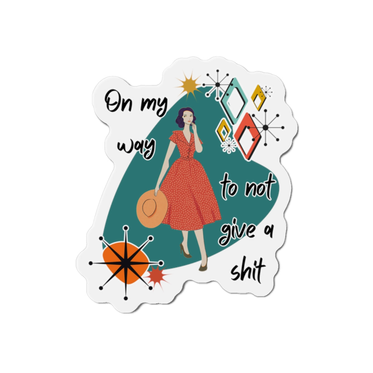 “On My Way to Not Give a Shit” Die-Cut Fridge Magnet