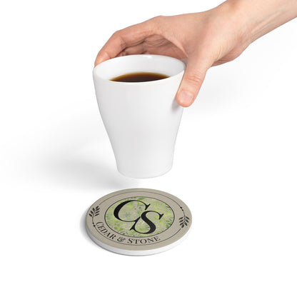 Personalize it! Cedar & Stone Monogram Ceramic Coaster