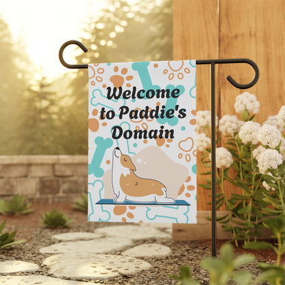 Personalized Corgi Garden Flag - "Welcome to Paddie's Domain" Decorative House Banner