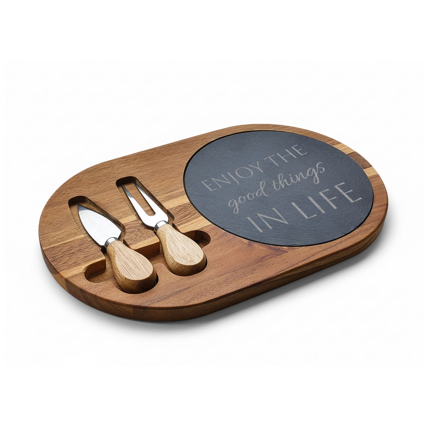 Personalize it! Engraved Charcuterie Board Set — Acacia & Slate Cheese Tray