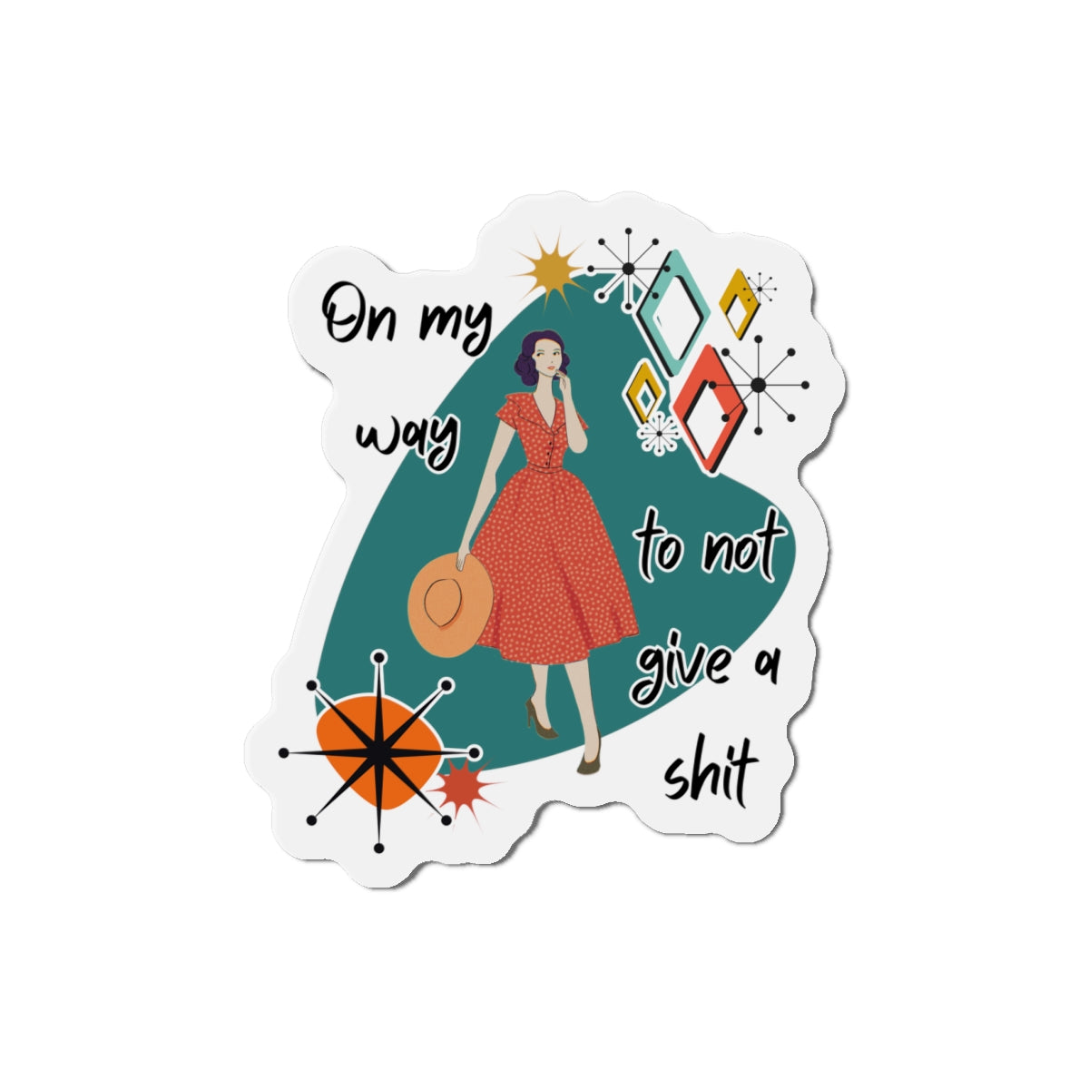 “On My Way to Not Give a Shit” Die-Cut Fridge Magnet